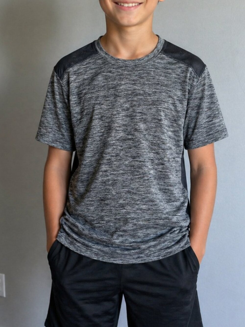 Boys XXL NWOT Grey Athletic Performance Short-Sleeve Shirt